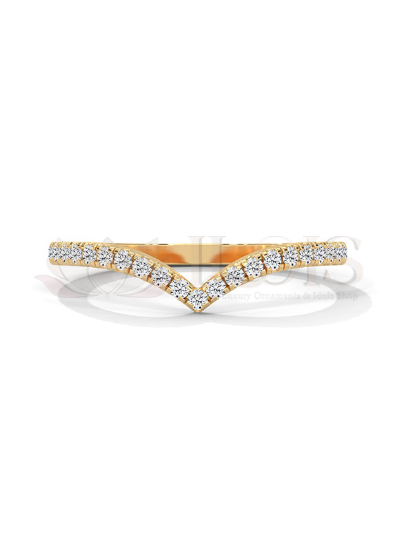V Curve Diamond Wishbone Ring